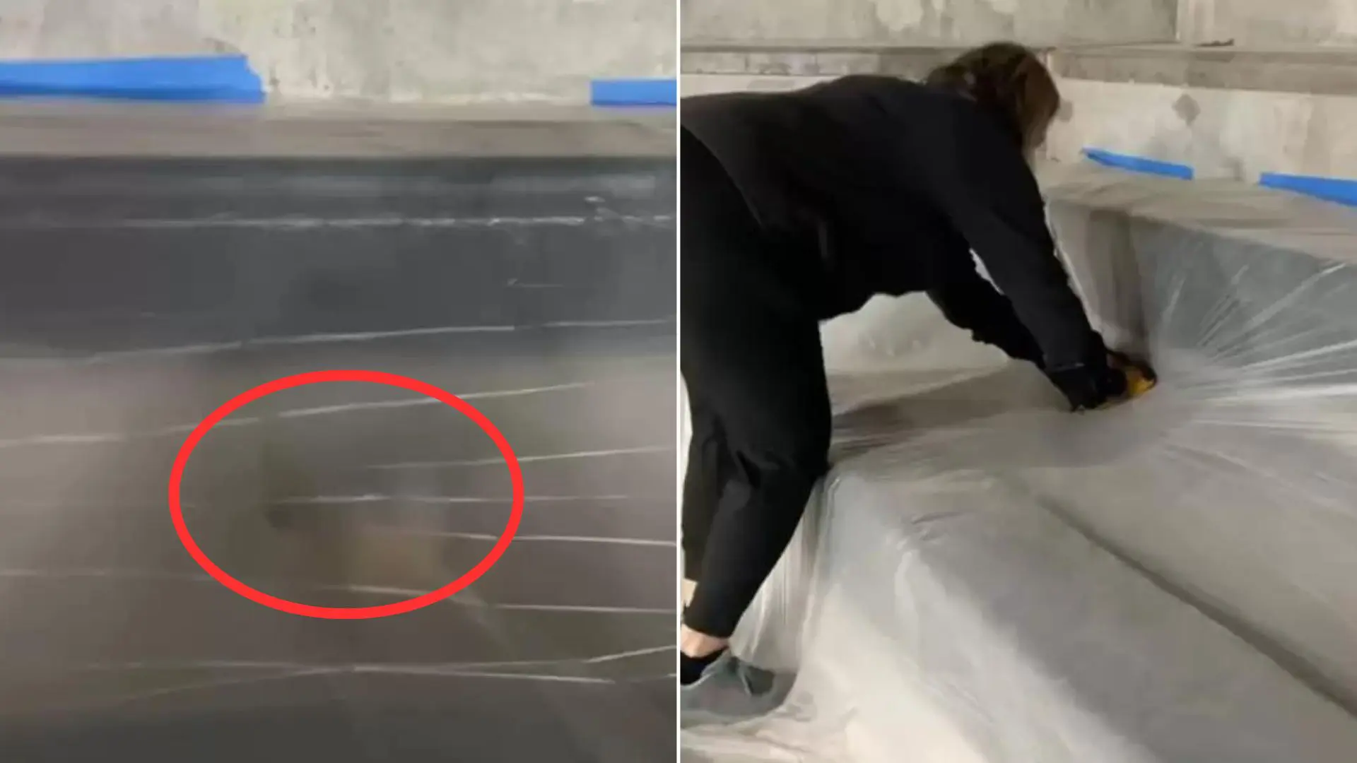 Mystery figure under tarp stuns construction crew